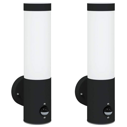 Utomhus vägglampa 2 pcs Svart 12 x 8,5 x 29 cm.