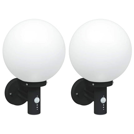 Utomhus vägglampa 2 pcs Svart 28 x 25 x 38 cm
