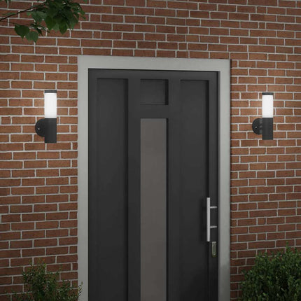 Utomhus vägglampa 2 pcs Svart 15 x 7,5 x 33 cm