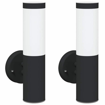 Utomhus vägglampa 2 pcs Svart 15 x 7,5 x 33 cm
