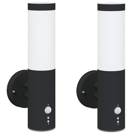Utomhus vägglampa 2 pcs Svart 15 x 7,5 x 33 cm
