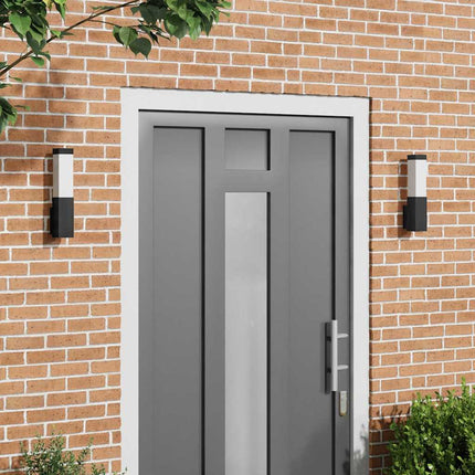 Utomhus vägglampa 2 pcs Svart 10.5 x 6 x 33 cm