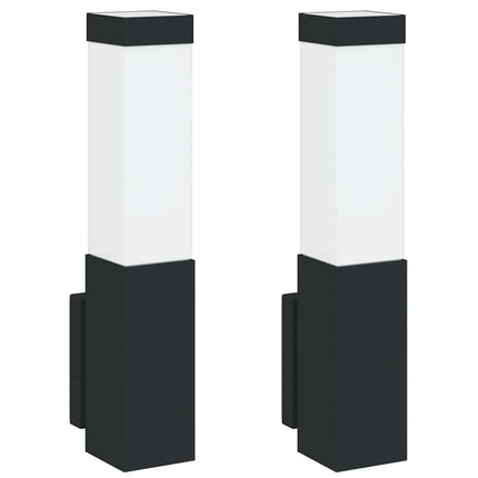 Utomhus vägglampa 2 pcs Svart 10.5 x 6 x 33 cm