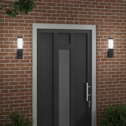 Utomhus vägglampa 2 pcs Svart 10.5 x 6 x 33 cm