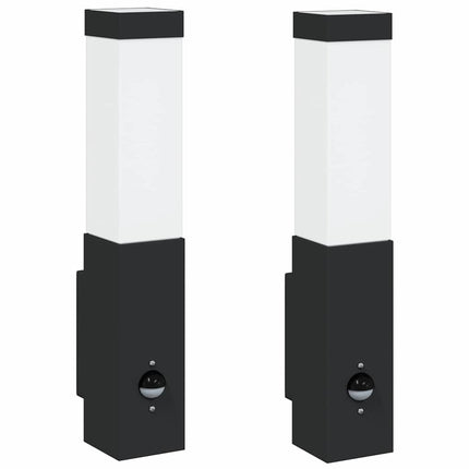Utomhus vägglampa 2 st Svart 10.5 x 6 x 33 cm