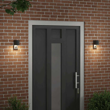 Utomhus vägglampa 2 pcs Svart 12 x 7 x 15 cm Rostfritt stål