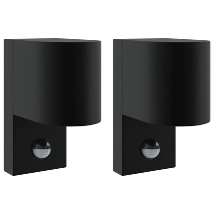 Utomhus vägglampa 2 pcs Svart 12 x 7 x 15 cm Rostfritt stål