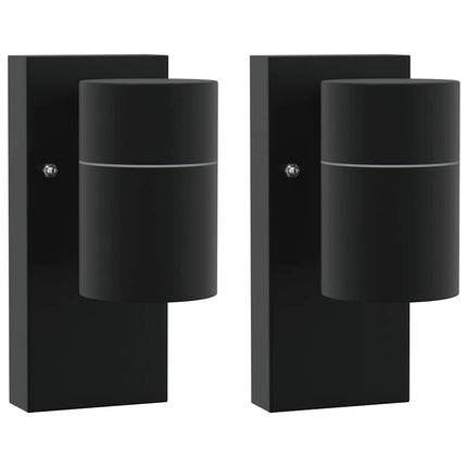 Utomhus vägglampa 2 pcs Svart 6,5 x 10,5 x 16 cm