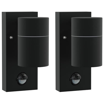 Utomhus vägglampa 2 pcs Svart 6,5 x 10,5 x 16 cm