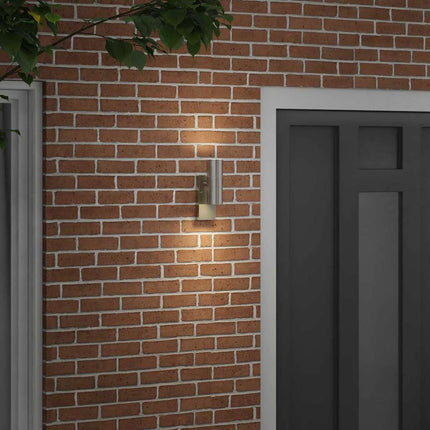 Utomhus vägglampa Silver 7 x 10 x 22 cm Rostfritt stål och glas