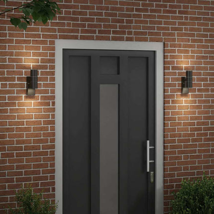 Utomhus vägglampa 2 pcs Svart 7 x 10 x 22 cm
