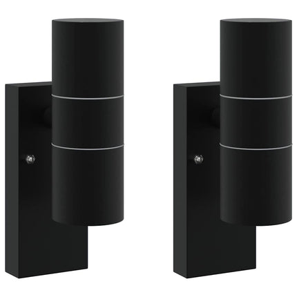 Utomhus vägglampa 2 pcs Svart 7 x 10 x 22 cm
