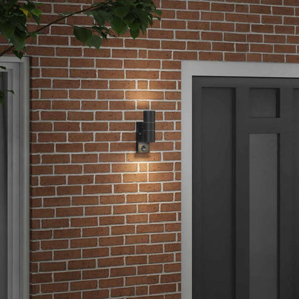Utomhus vägglampa Svart 7 x 10 x 22 cm Rostfritt stål och glas