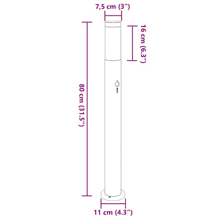 Pollare med sensor 80 cm rostfritt stål IP44