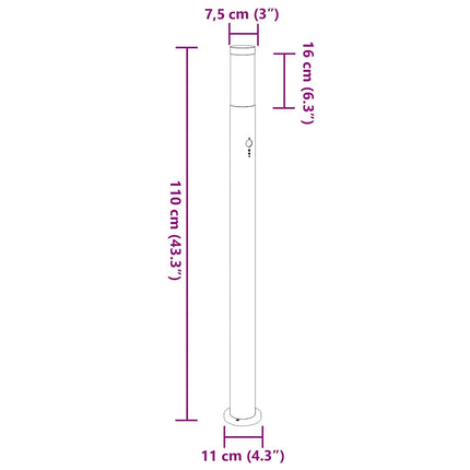 Pollare med sensor 3 st 110 cm rostfritt stål IP44