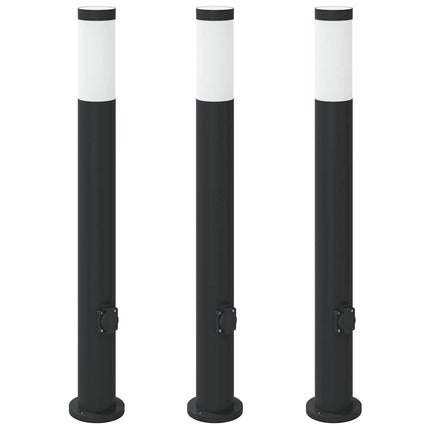 Pollare med uttag 3 st 80 cm rostfritt stål IP44