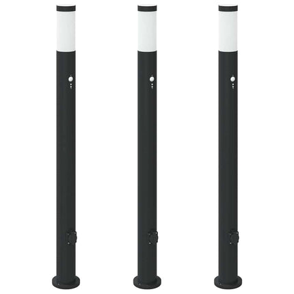Pollare med sensor och uttag 3 st 110 cm rostfritt stål IP44