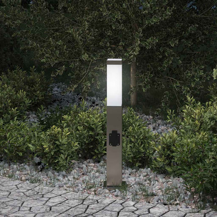 Pollare med uttag 50 cm rostfritt stål IP44