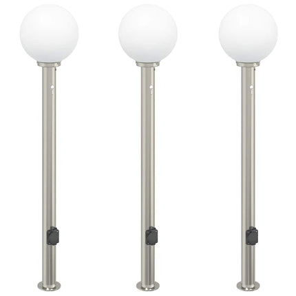 Pollare med sensor och uttag 3 st 120 cm rostfritt stål IP44