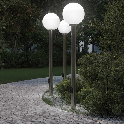 Pollare med sensor och uttag 3 st 120 cm rostfritt stål IP44
