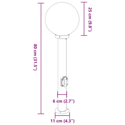 Pollare med uttag 3 st 80 cm svart IP44