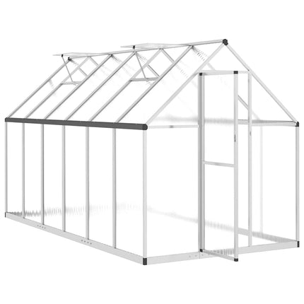 Växthus med ram silver 334x169x195 cm aluminium