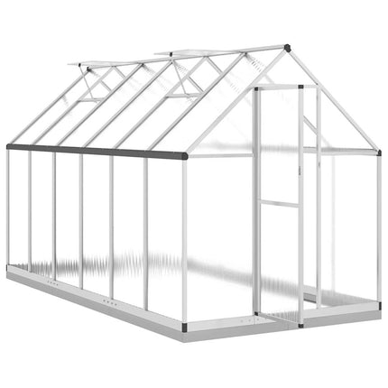 Växthus med ram silver 334x169x202 cm aluminium