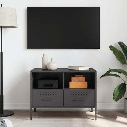 Tv-bänk svart 68x39x50,5 cm stål
