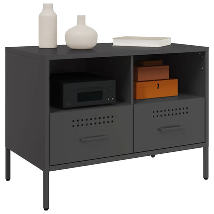 Tv-bänk 2 st svart 68x39x50,5 cm stål