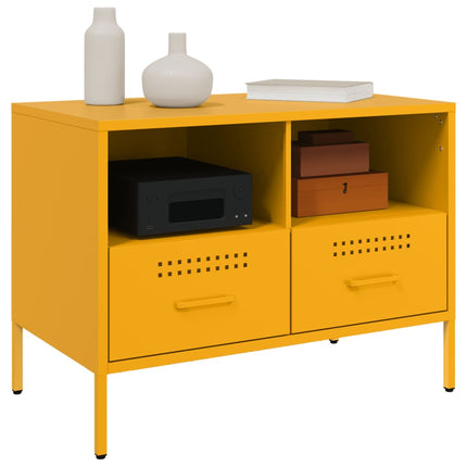 TV-skåp 2 st senapsgul 68x39x50,5 cm stål