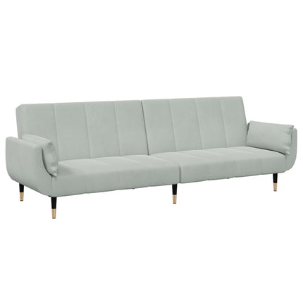 Bäddsoffa 2-sits med fotpall ljusgrå sammet