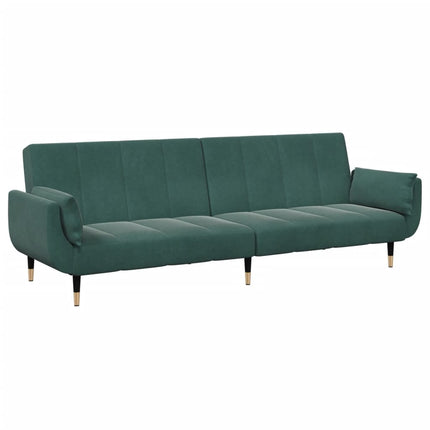 Bäddsoffa 2-sits med fotpall mörkgrön sammet