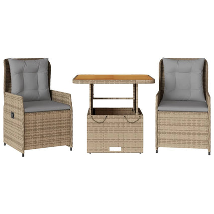 Bistrogrupp med dynor 3 delar beige konstrotting