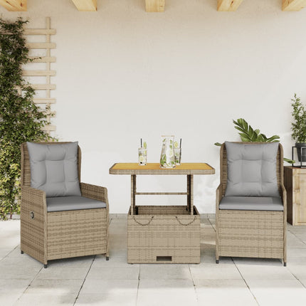 Bistrogrupp med dynor 3 delar beige konstrotting