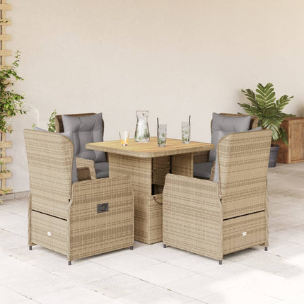 Matgrupp för trädgården med dynor 5 delar beige konstrotting