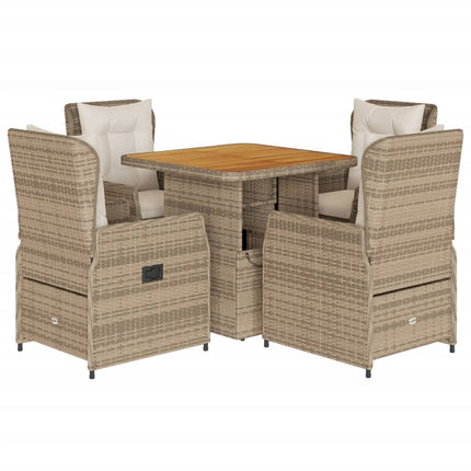 Matgrupp för trädgården med dynor 5 delar beige konstrotting