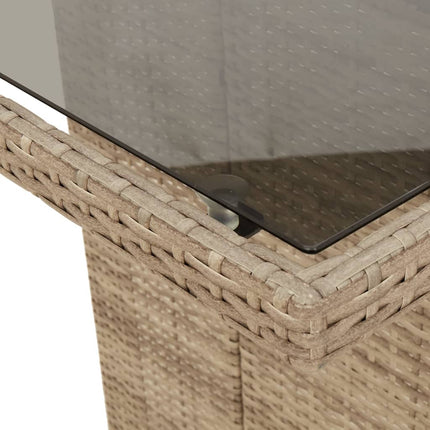 Matgrupp för trädgården med dynor 7 delar beige konstrotting