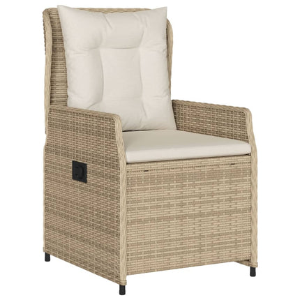 Matgrupp för trädgården med dynor 7 delar beige konstrotting