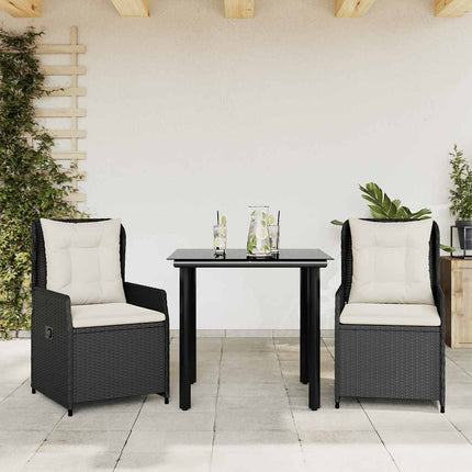 Matgrupp för trädgården med dynor 3 delar svart konstrotting