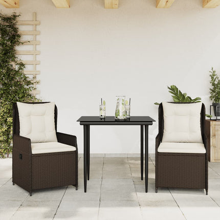 Matgrupp för trädgården med dynor 3 delar konstrottning brun