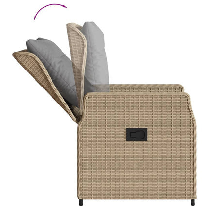 Matgrupp för trädgården 3 delar med dynor beige konstrotting