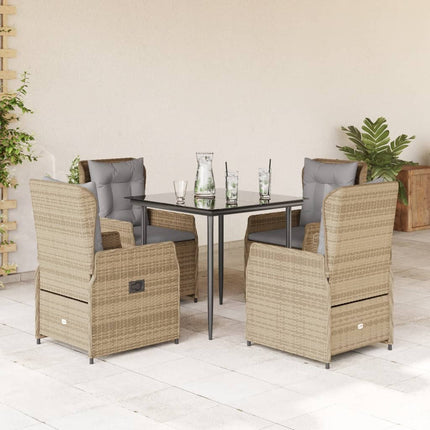 Matgrupp för trädgården med dynor 5 delar beige konstrotting