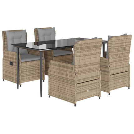 Matgrupp för trädgården med dynor 5 delar beige konstrotting