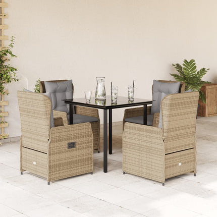 Matgrupp för trädgården med dynor 5 delar beige konstrotting