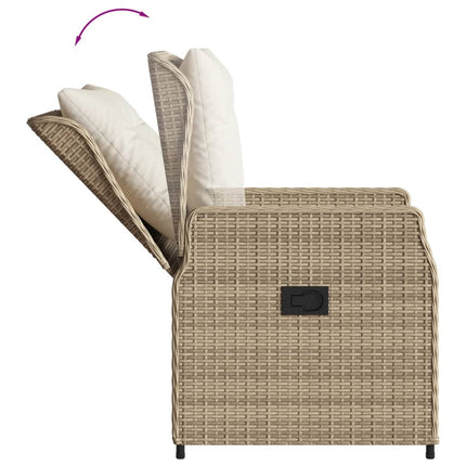 Matgrupp för trädgården 3 delar med dynor beige konstrotting