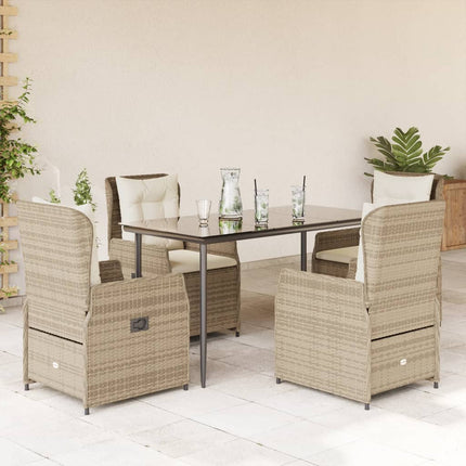 Matgrupp för trädgården med dynor 5 delar beige konstrotting