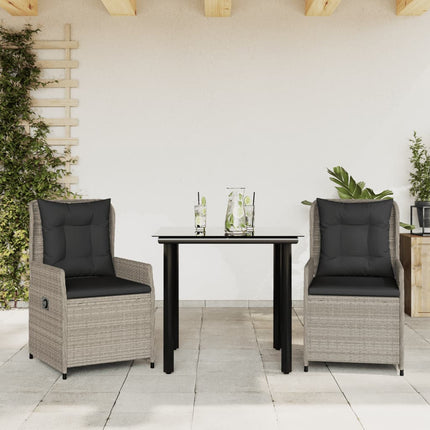 Matgrupp för trädgården med dynor 3 delar ljusgrå konstrottning