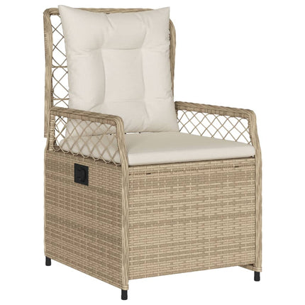 Matgrupp för trädgården med dynor 7 delar beige konstrotting