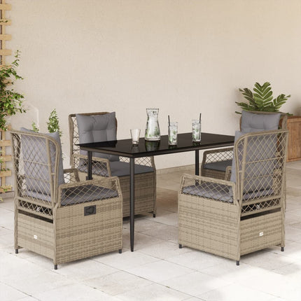 Matgrupp för trädgården med dynor 5 delar beige konstrotting