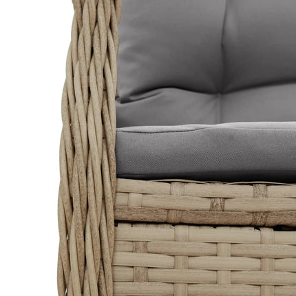 Matgrupp för trädgården 3 delar med dynor beige konstrotting
